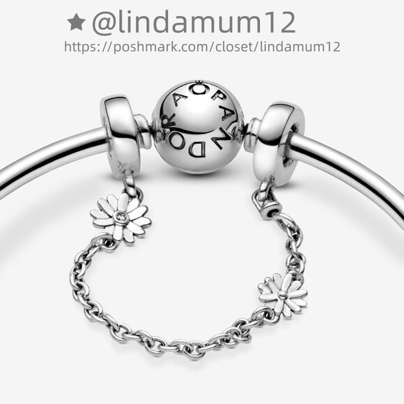 Pandora Daisy Flower Safety Chain Charm - Picture 2 of 4